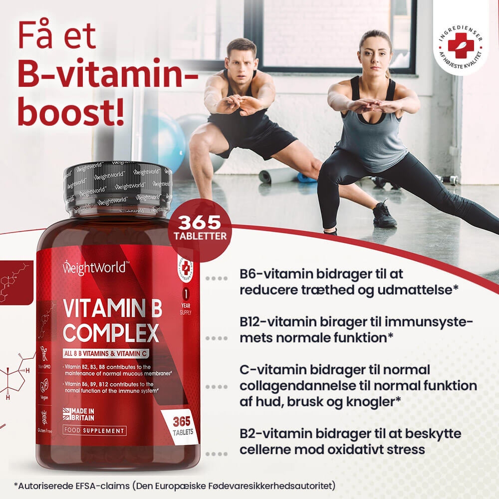 Køb B-vitamin Complex, 365 Tabletter L Tilskud Med 8 B-vitaminer L ...