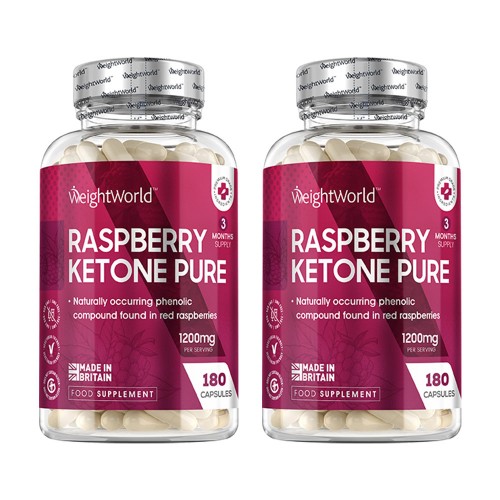 Raspberry Ketone Pure - Hindbærketon - 90 Kapsler - 1200mg Pr Servering - Fedtforbrænding Piller Til Vægtstyring - Keto Diæt - Vegetarisk & Vegansk